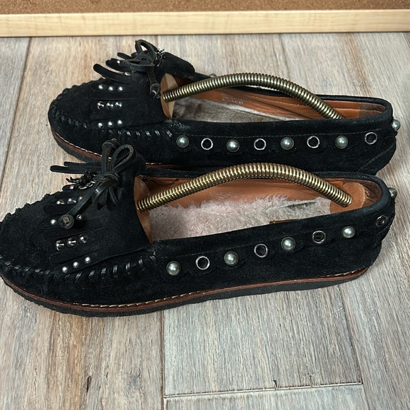 Coach Roccasin Slip On Black Studded Fringe Suede size 8.5 B EUR 39 - Picture 5 of 16